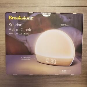 Brookstone Sunrise Alarm Clock with Soft LED Lights - Cream and White